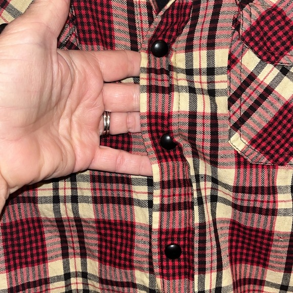 BlankNYC ladies western wear snap down plaid front /sequined back top size sm - Picture 6 of 16